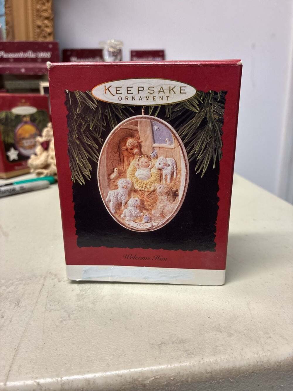 Hallmark Keepsake Ornament 1996 Welcome Him Nativity Baby Jesus Boxed